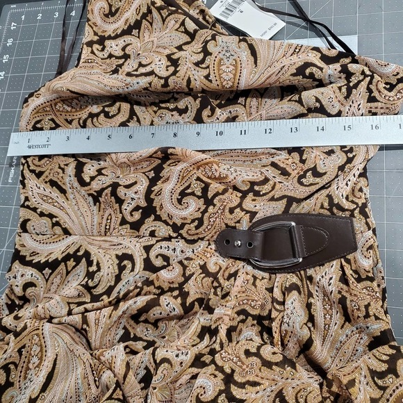 Lauren Ralph Lauren Dress Womens 6 Paisley Crinkle Georgette One Shoulder Gown - Picture 9 of 12